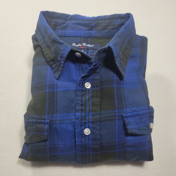 Brooks Brothers Red Fleece Men's LS Button Down Plaid Shirt Blue L - Picture 3 of 12
